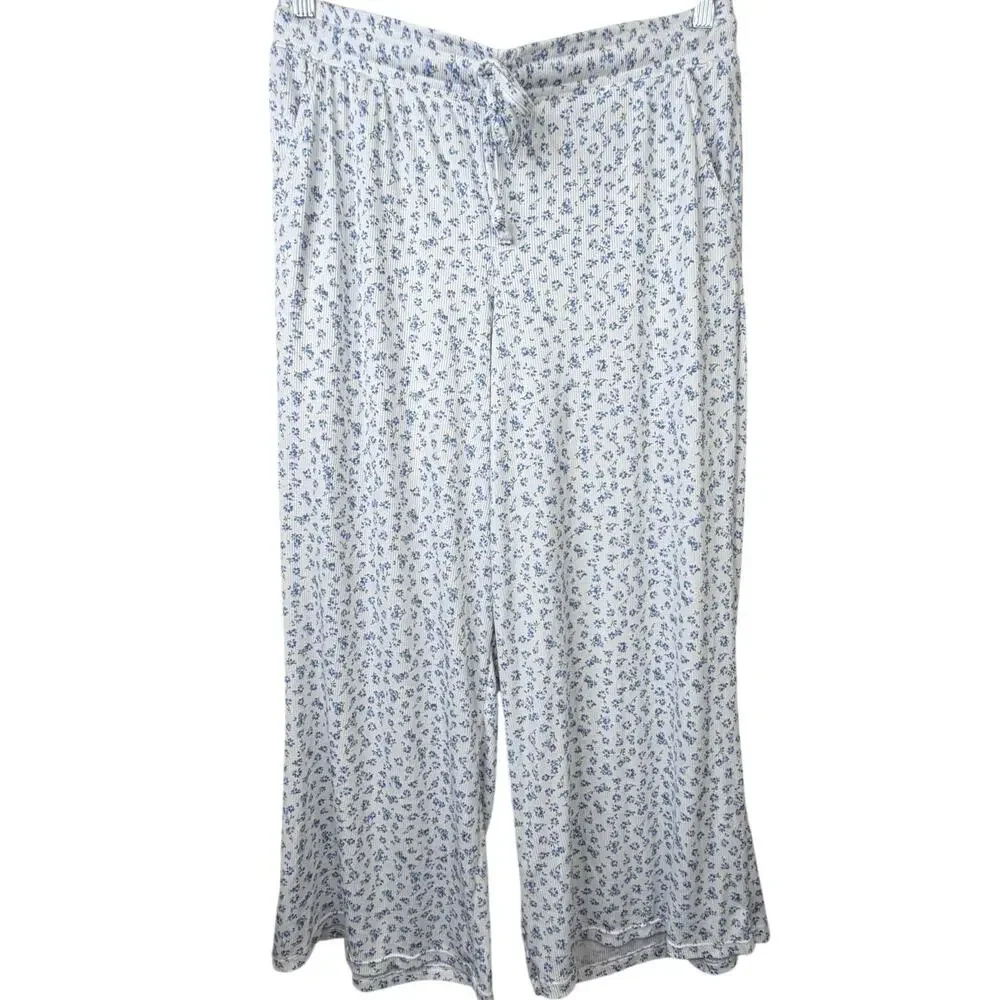 Jaclyn New York Intimates NWOT White Blue Floral Ditsy Print Pajama Lounge Set